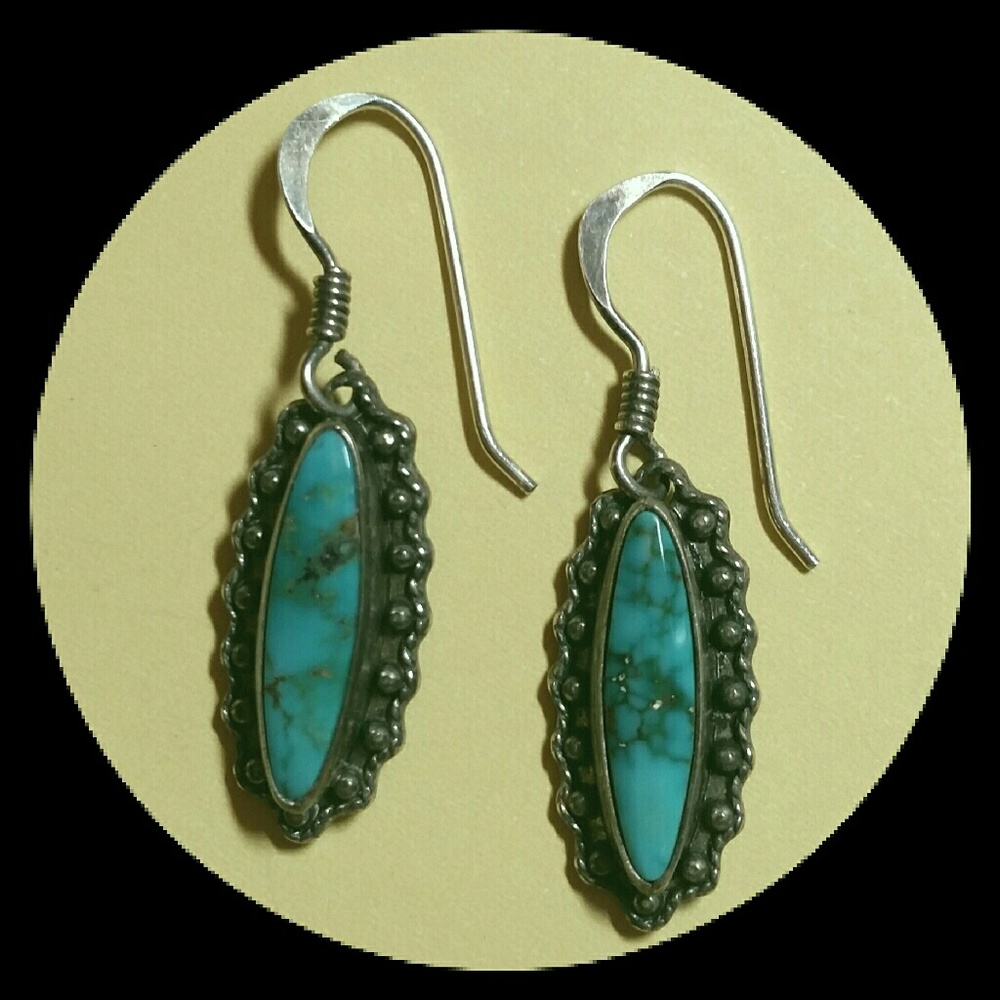 NAVAJO STERLING & TURQUOISE EARRINGS